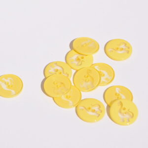 Bouton Rond jaune dinosaure 15 mm