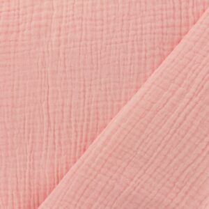 Tissu double gaze uni rose blush