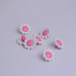 Bouton Plastique à queue marguerite Rose 15mm