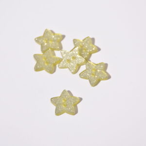 Bouton Plastique Etoile pailletée Dorée 18 mm