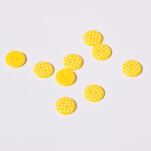 Bouton Plastique petits pois jaune 13 mm