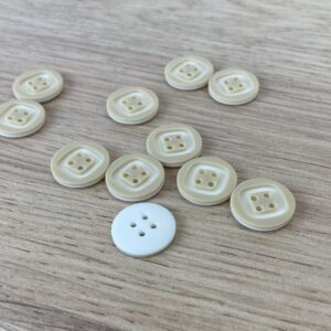 Bouton Bicolore Beige & Blanc 15mm