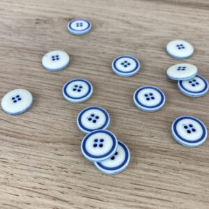 Bouton Bicolore Blanc & Bleu 18mm