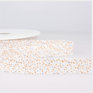 Biais imprimé Confettis Orange 20mm