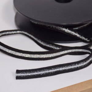 Ruban Maille Décoratif Noir et Lurex 10mm