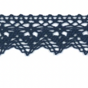 Dentelle coton Uni 25mm Bleu Marine