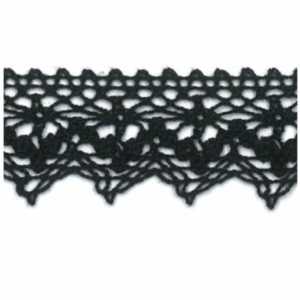 Dentelle coton Uni 25mm Noir