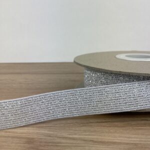 Elastique maille 20mm Blanc & Argent Lurex