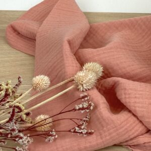 Tissu Double Gaze Uni Corail