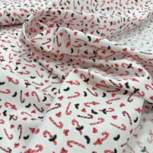 Tissu de Noël sucre d'orge blanc