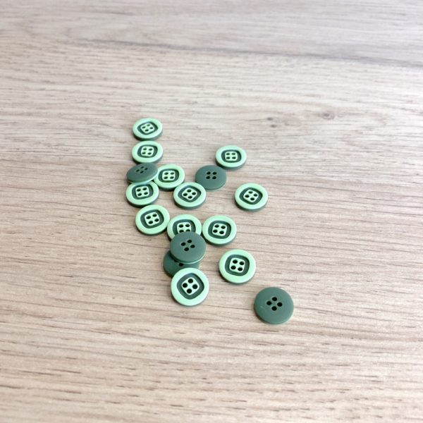 Bouton Bicolore Vert & Kaki 10mm
