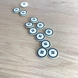 Bouton Bicolore Blanc & Noir 18mm