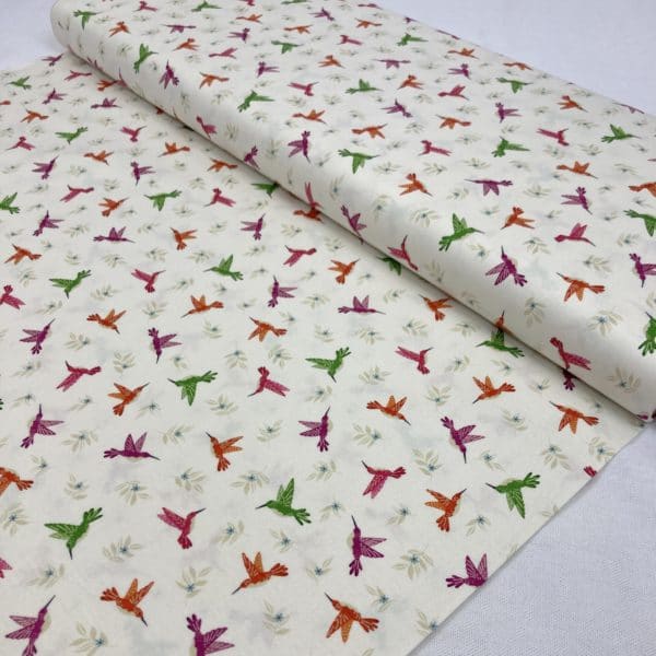 Tissu coton Makower UK Jewel Hummingbird - cream