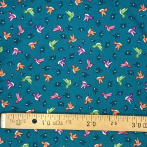 Tissu coton Makower UK Jewel Hummingbird - turquoise