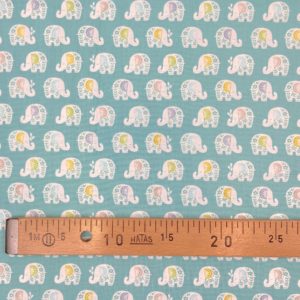 Tissu coton Makower UK Basaf éléphants - turquoise