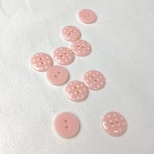 Bouton Plastique pois rose 18mm