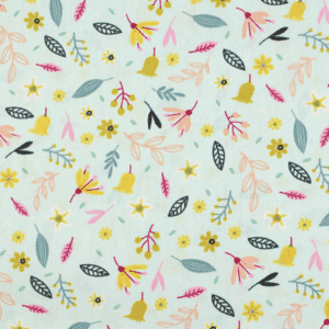 Tissu coton Popeline Sweet Flowers Poppy Bleu