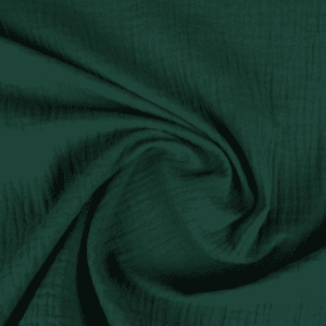 Tissu Double Gaze de coton uni vert sapin