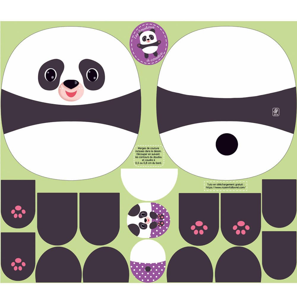 Kit couture Doudou panda à coudre Kidifabrics