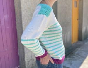 Tricot facile Pull marinière encolure bateau