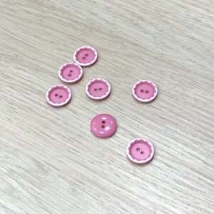 Bouton rose et blanc 15 mm