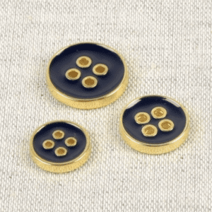 Bouton laqué marine et Or