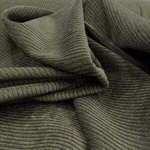 Tissu velours coton vert kaki