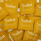 Etiquette à coudre Salut beauté safran