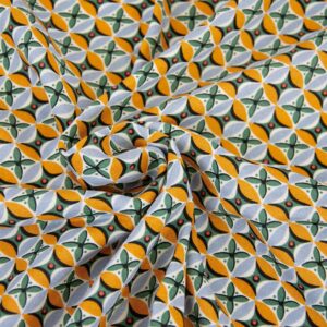 Tissu Katia Fabrics viscose retro green flowers