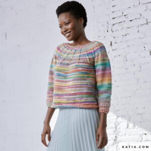 Kit tricot Pull Top-Down multicolore