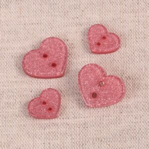 Bouton coeur paillette rose