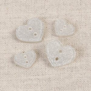 Bouton coeur paillette argent