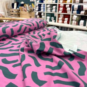 Tissu Sweat Nerida Hansen Playful Rose et Vert