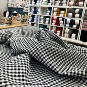 Tissu Seersucker carreaux Noir et Blanc