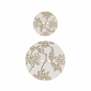 Bouton fleurs beige