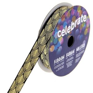 Ruban satin Noir feuilles 10 mm