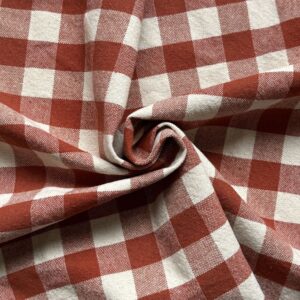 Tissu Coton Ameublement Vichy Terracotta et Ecru