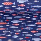 Tissu coton poissons marine