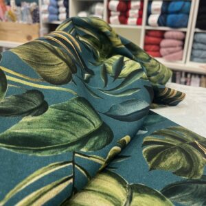 Tissu toile de coton canvas imprimé feuilles