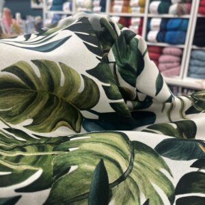 Tissu toile de coton canvas feuilles tropicales