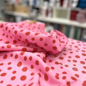 Tissu Coton motifs gros pois Rose et Rouge