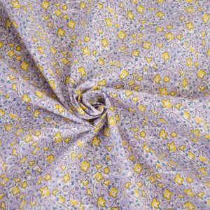 Tissu Popeline de coton Fleurs Lilas