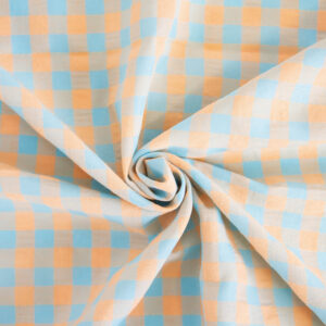 Tissu Vichy Bleu et orange
