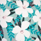Tissu popeline de coton fleurs bleues