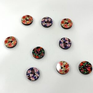 Bouton Bois fleurs 18 mm