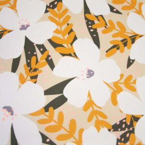 Tissu popeline de coton fleurs