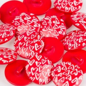Bouton à queue petits coeurs 22 mm