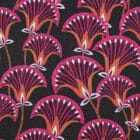 Tissu toile de coton canvas fleurs rose et orange