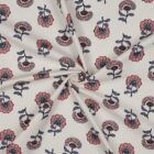 Tissu toile de coton canvas fleurs écru