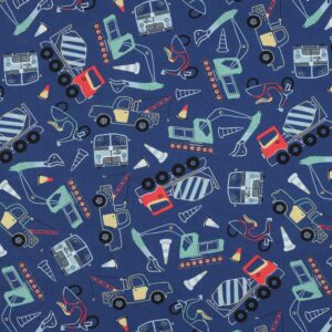 Tissu Coton enfants véhicules bleu